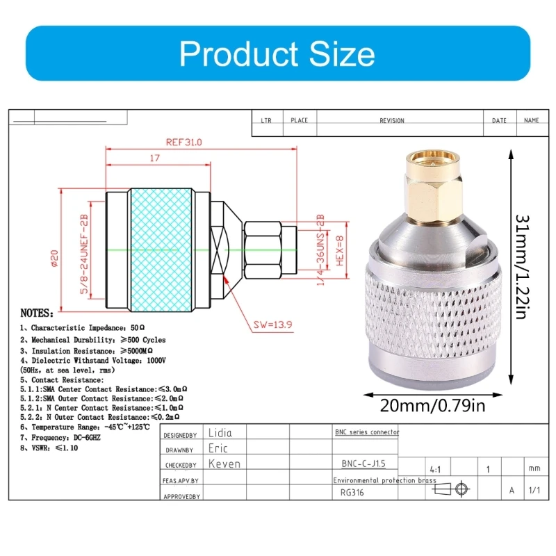 Conectores adaptadores coaxiales SMA para transmisión señal Conectores N-SMA cobre duraderos alimentador juntas RF
