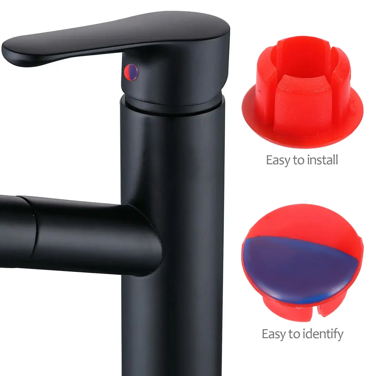 20pcs Faucet Cap Red Blue Decorative Hot Cold Buttons Signs Tag Water Spout Bathroom Tap Plastic Durable Reliable Easy