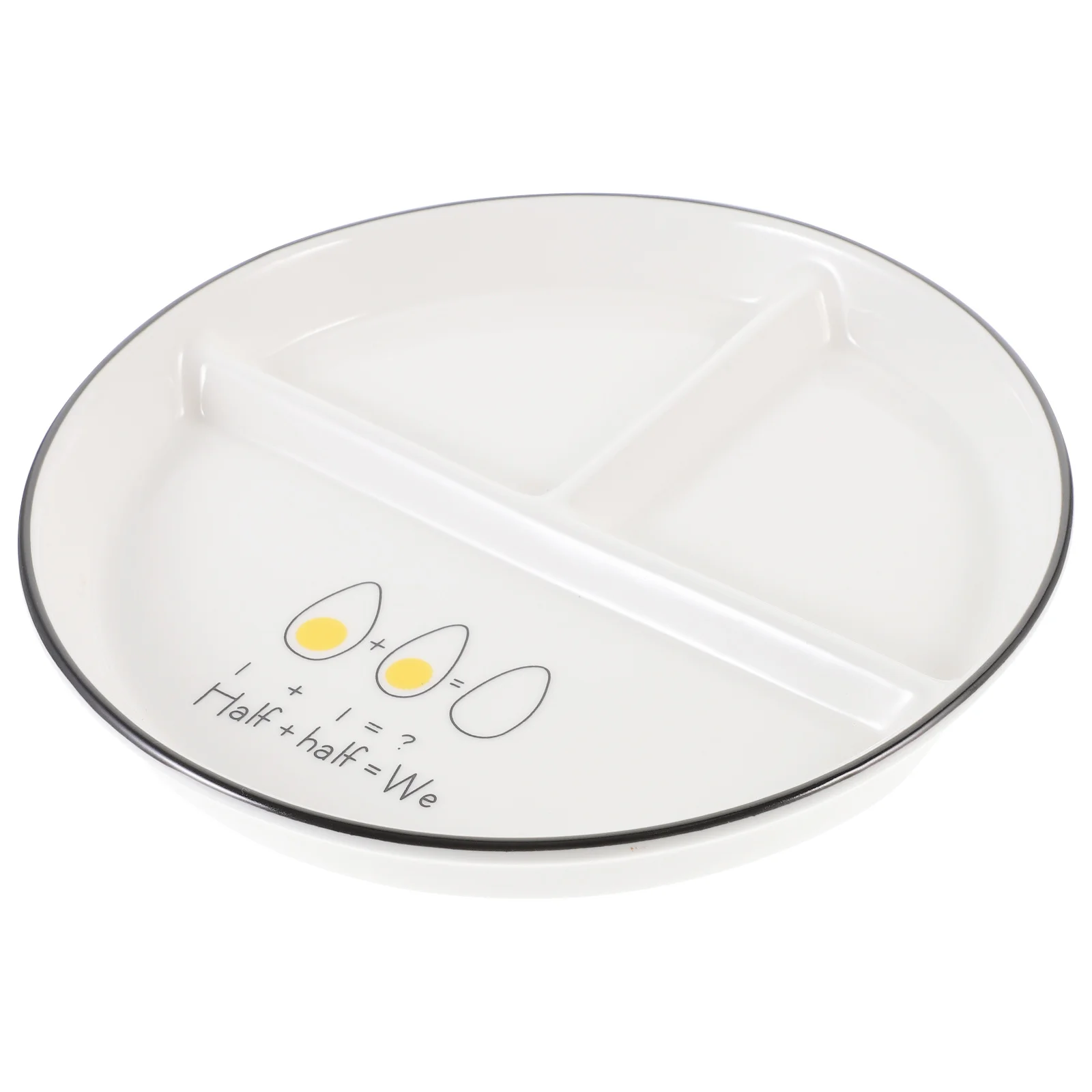 

2Pcs Divided Ceramic Dining Plates 3-Grid Design Microwave Oven Safe Household Dining Tableware for Home Hotel Use