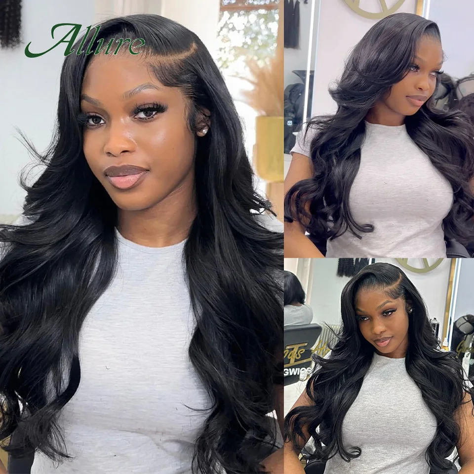 Body Wave Lace Front Human Hair Wigs Transparent Lace Wavy Wigs Pre Plucked T Part Lace Wig Brazilian Body Wave Lace Wig Allure