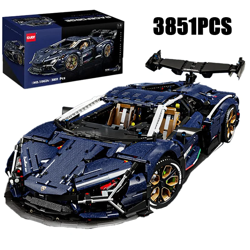 

3851 деталь, технический конструктор 1:8, спортивный суперкар, механическая модель гоночного автомобиля, строительные блоки, игрушки, подарок