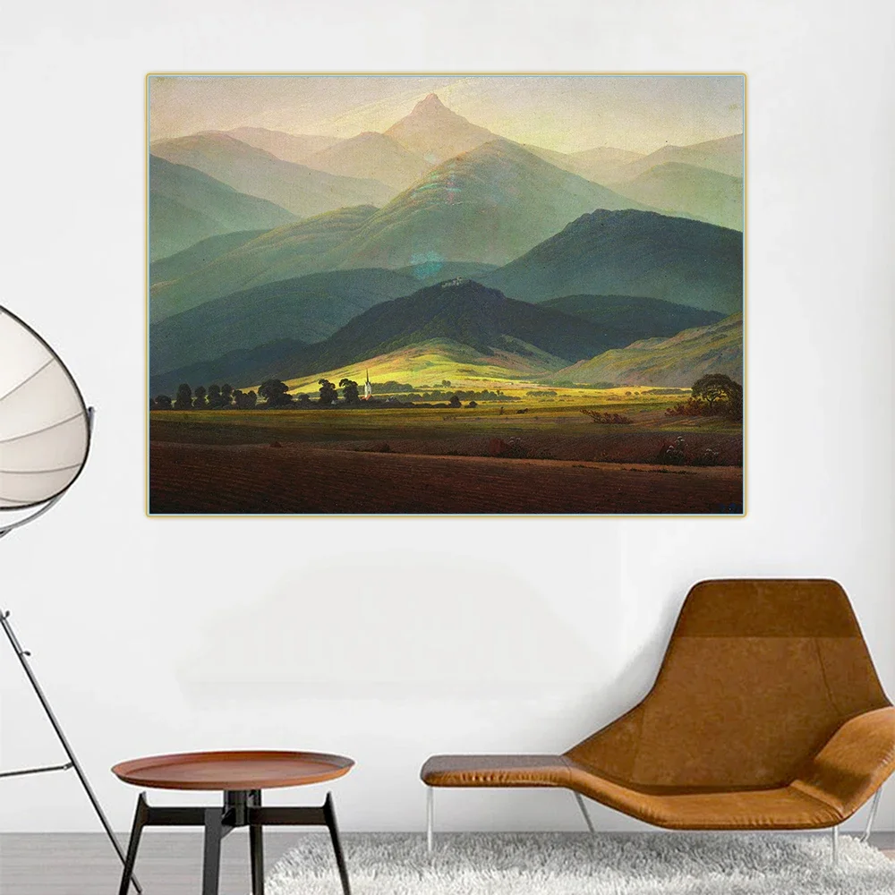 Citon Caspar David Friedrich《Giant Mountains》Canvas Oil Painting landscape Artwork Poster Painting Wall Decor Home Decoration
