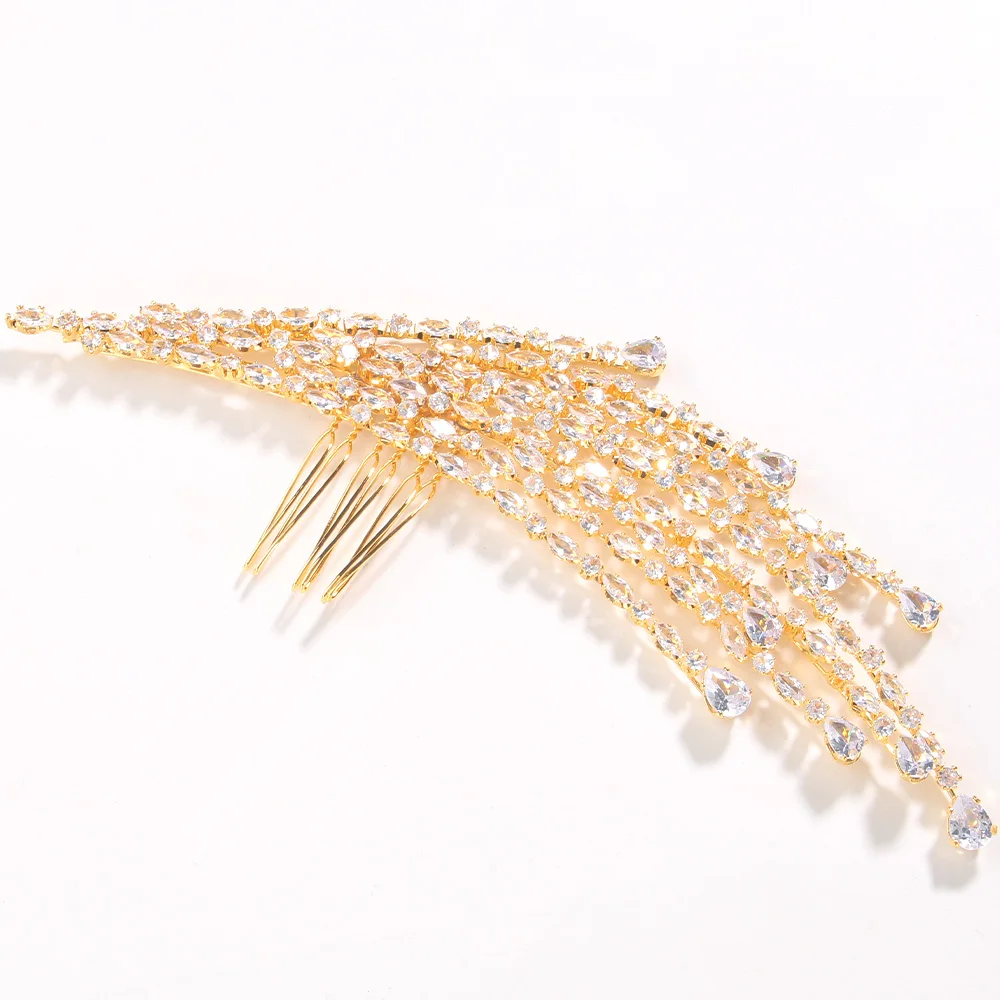 Stonefans Luxury Trendy Charm Sparkling Fashion Cubic Zirconia Bridal Hair Comb Wedding Women Girls CZ Jewelry Hair Accessories