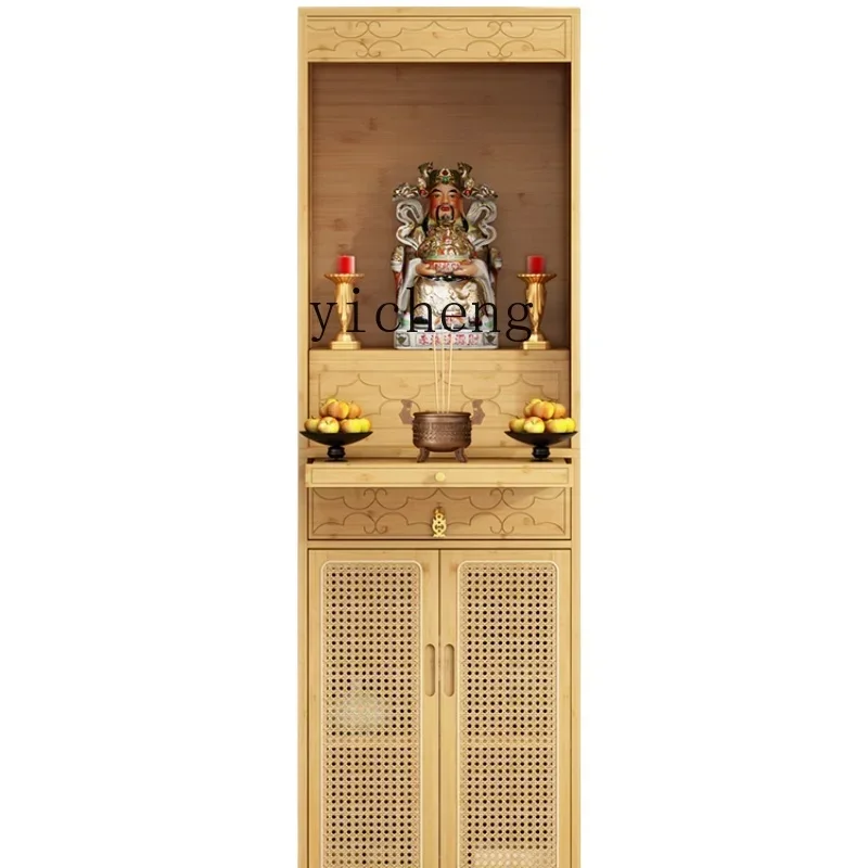 Wealth Buddhist niche Buddhist cabinet Standing  Buddha statue Bodhisattva offering Buddhist platform living room decoration