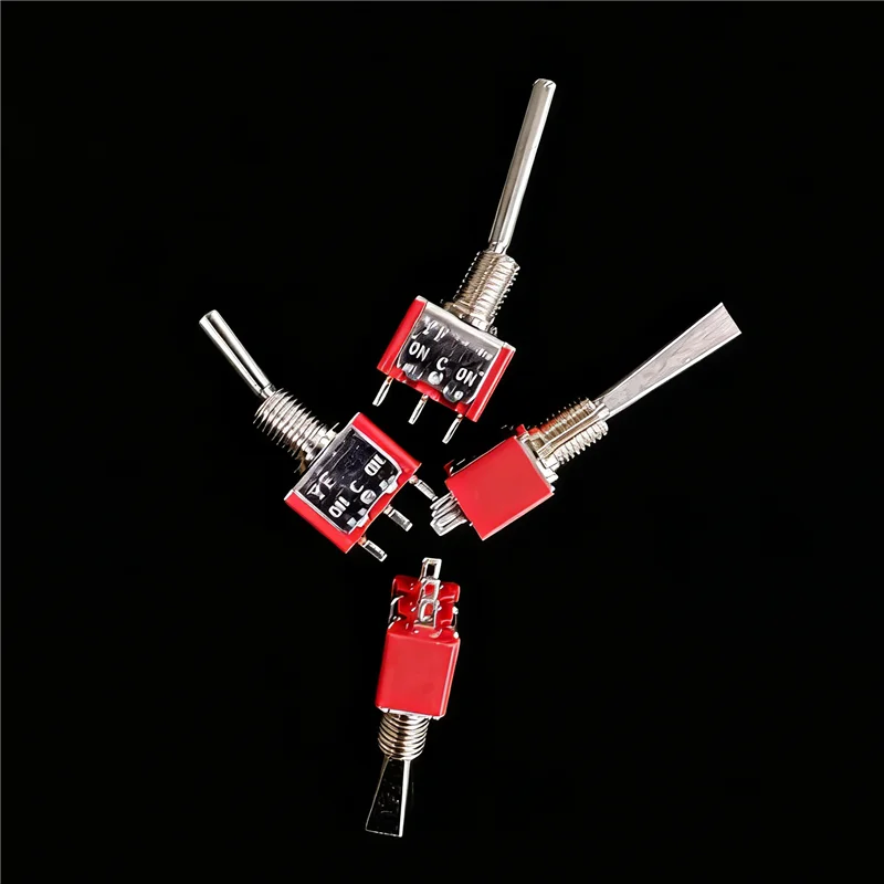 Toggle Switch with Flat Lever - 3-Pin 2/3 Position, 12mm/21mm Short/Long Stem, 2PCS. Perfect for RC Car/Drone Panel Setup