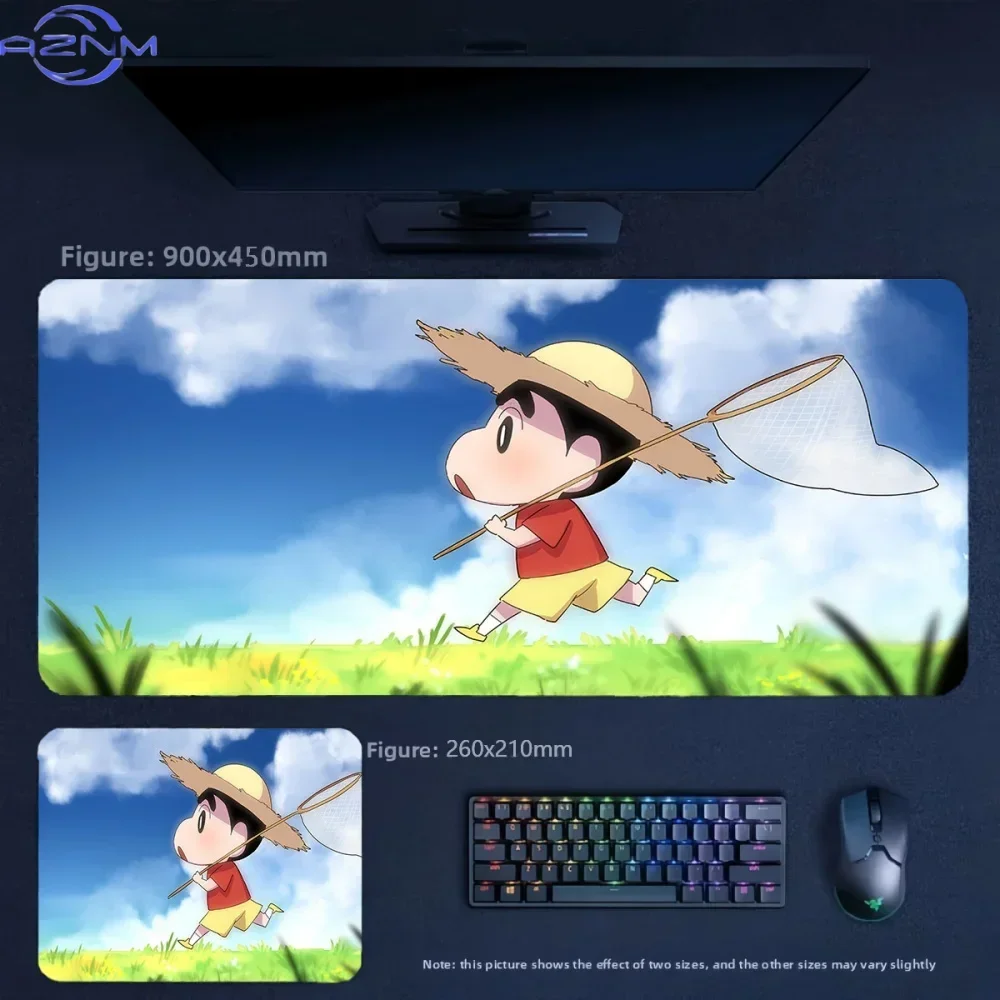 Colorful Crayon Shin‑chan Full Cast Anime Mousepad, Rubber Non‑Slip Large Desk Mat, Vibrant Cartoon Gaming Mouse Pad for Keyboar