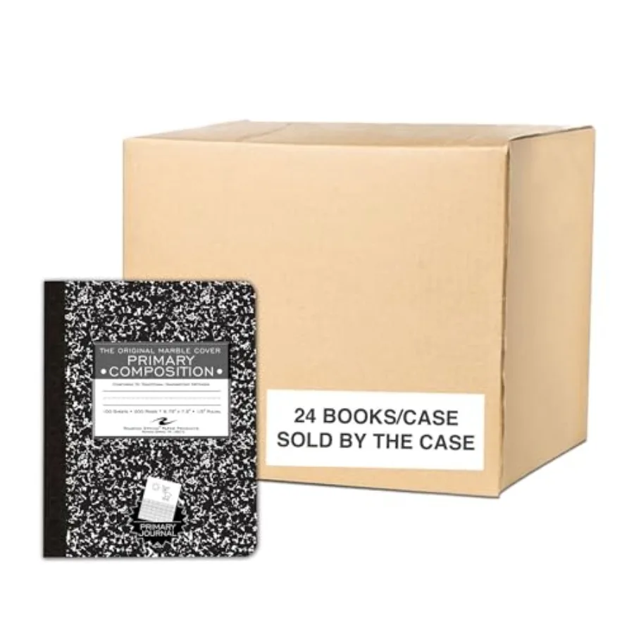 

Picture Story Composition Notebook Primary Ruled Drawing and Writing Journal 24 Pack 9.75" x 7.5" 100 Sheets 200 Pages Black Ma
