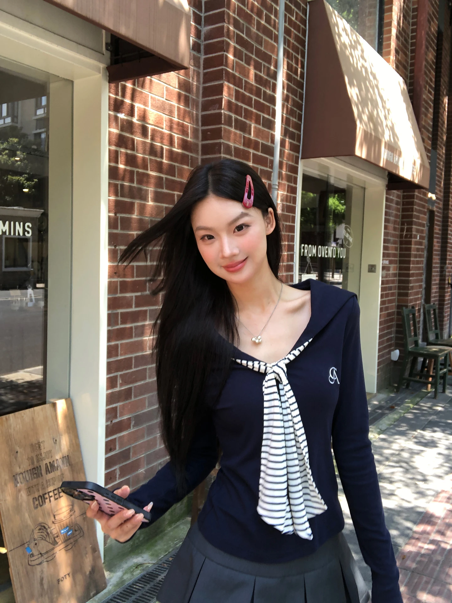 Slim Fit Long Sve Base irt Design Faion da donna High-End Feeling Autunno Nuovo arrivo T-shirt Comoda taglio dritto S...