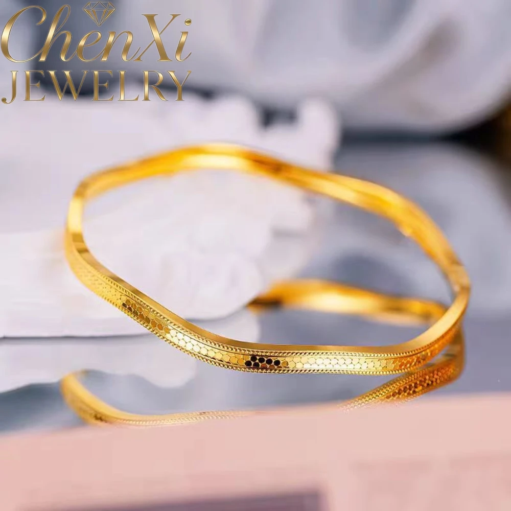 Wave Geometry Dragon Scale Bracelet with High-End Light Luxury Vietnamese Sand Gold Honeycomb Texture Dot Wristband Fine Jewelry