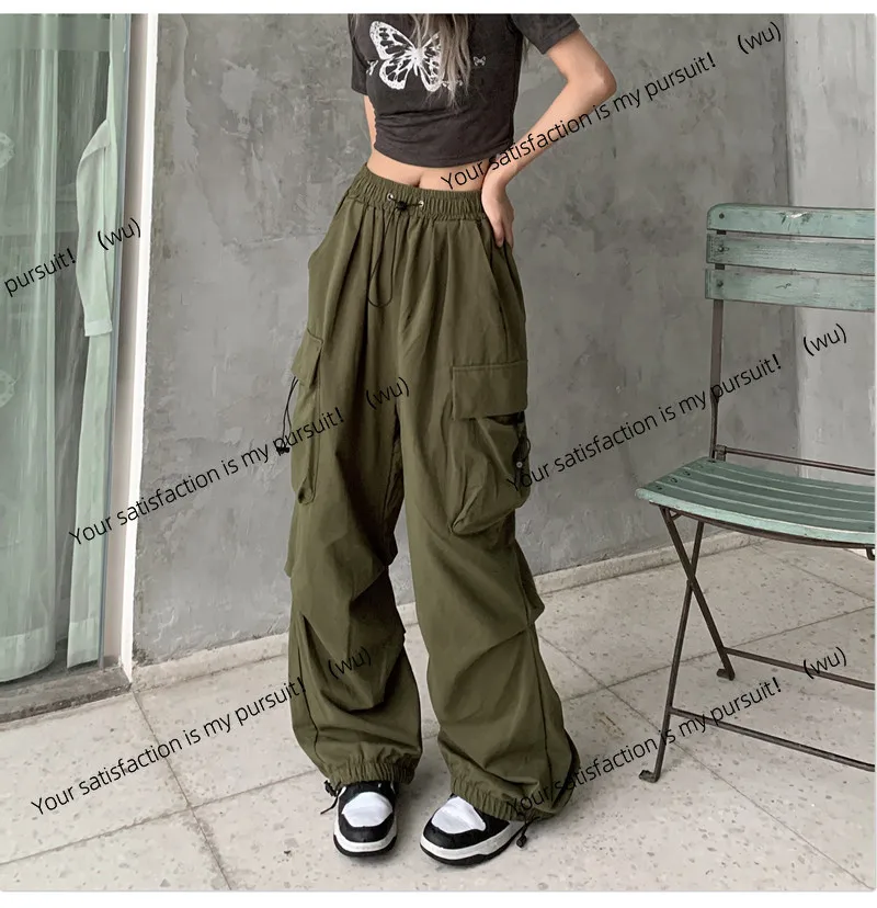 Overall Wanita Desain Trendi High Street, Model Longgar Lurus Lebar dengan Saku Besar, Gaya Kasual Retro, Legging Trendi