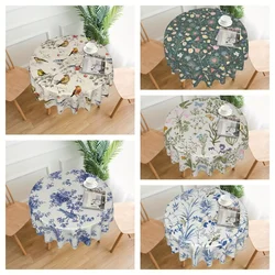 Colorful Bird Tablecloths, Bohemian Round Table Cover, Stain Resistant And Waterproof, Wrinkle Resistant Tablecloth, Gift, Holid