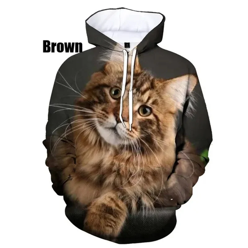 

Funny Cats Pattern Hoodies Fashion Trend Long Sleeve Cute Animals Mens Womens 3D Printed Sweatshirt Casual Loose Street Pullover