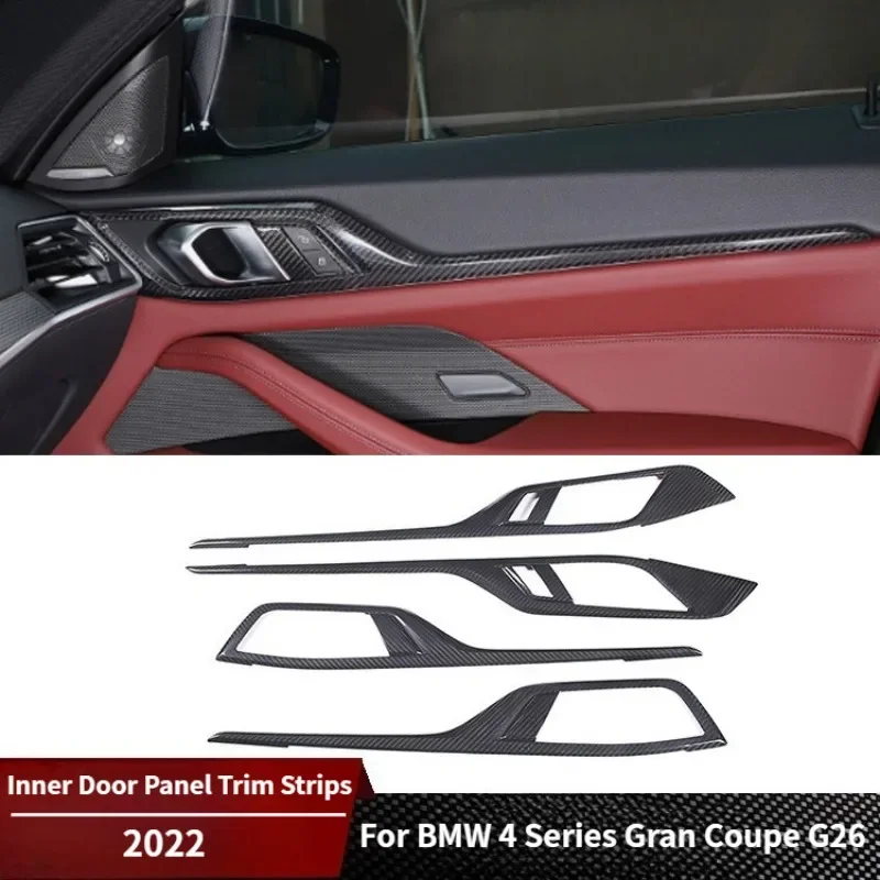 

For BMW 4 Series Gran Coupe G26 Real Dry Carbon Fiber Inner Door Panel Cover Trim Strips Car Interior Modification Accessories