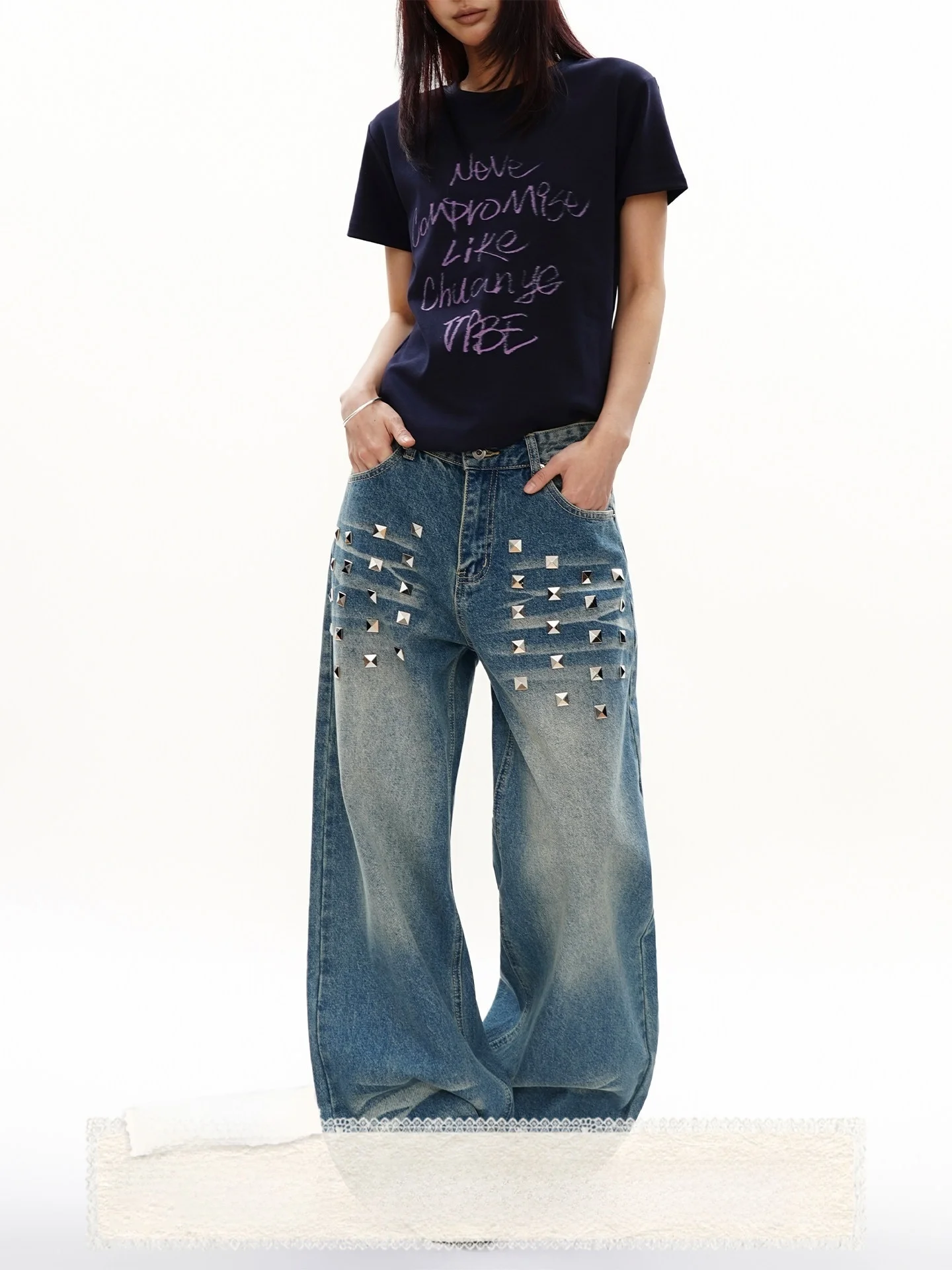 

S3T5 Wide Leg Jeans Men Women Loose Fit Casual Bootcut Denim Pants Floor Length Tapered Drainpipe Neutral Style Natural Waist