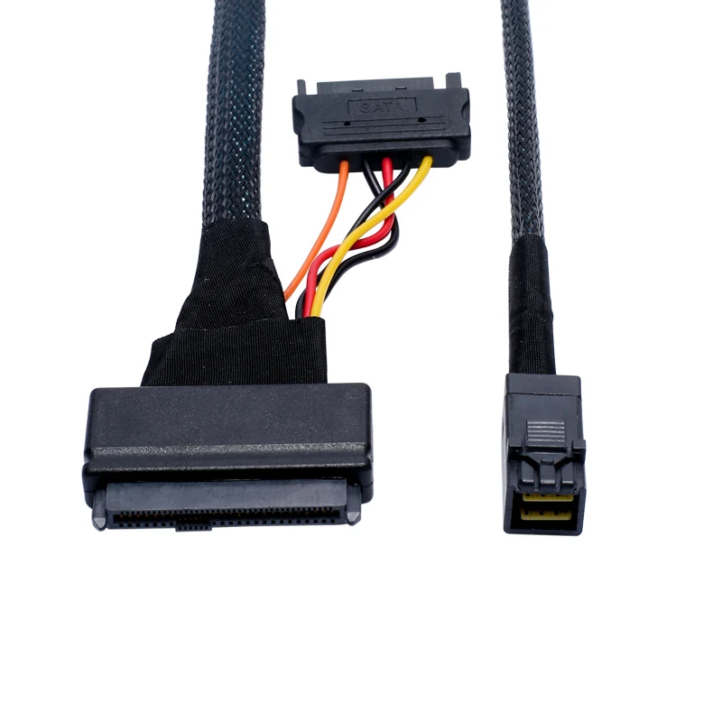 HD Mini SAS SFF-8643 to SFF-8639 U.2 SSD Cable Built-in 12G 8643 to 8639 with SATA Power Supply Support 2.5