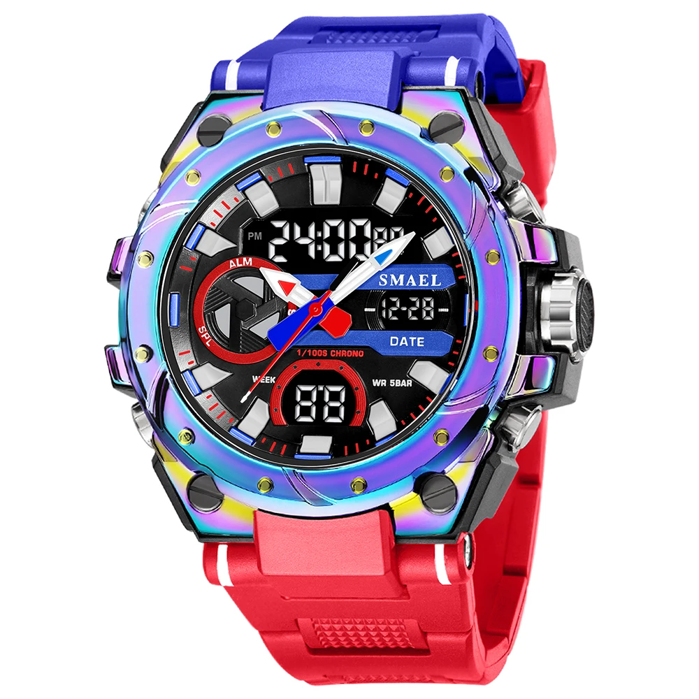 SMAEL Stopwatch Watches for Men Luxury Brand Digital Chronograph Sport Quartz Wristwatch Waterproof Military Luminous Clock Male