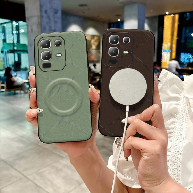 

For Magsafe Magnetic Shockproof Cover For Infinix Note 50 Pro Plus X-shaped Leather Phone Case For infinix Note 50 Pro 50X 50S