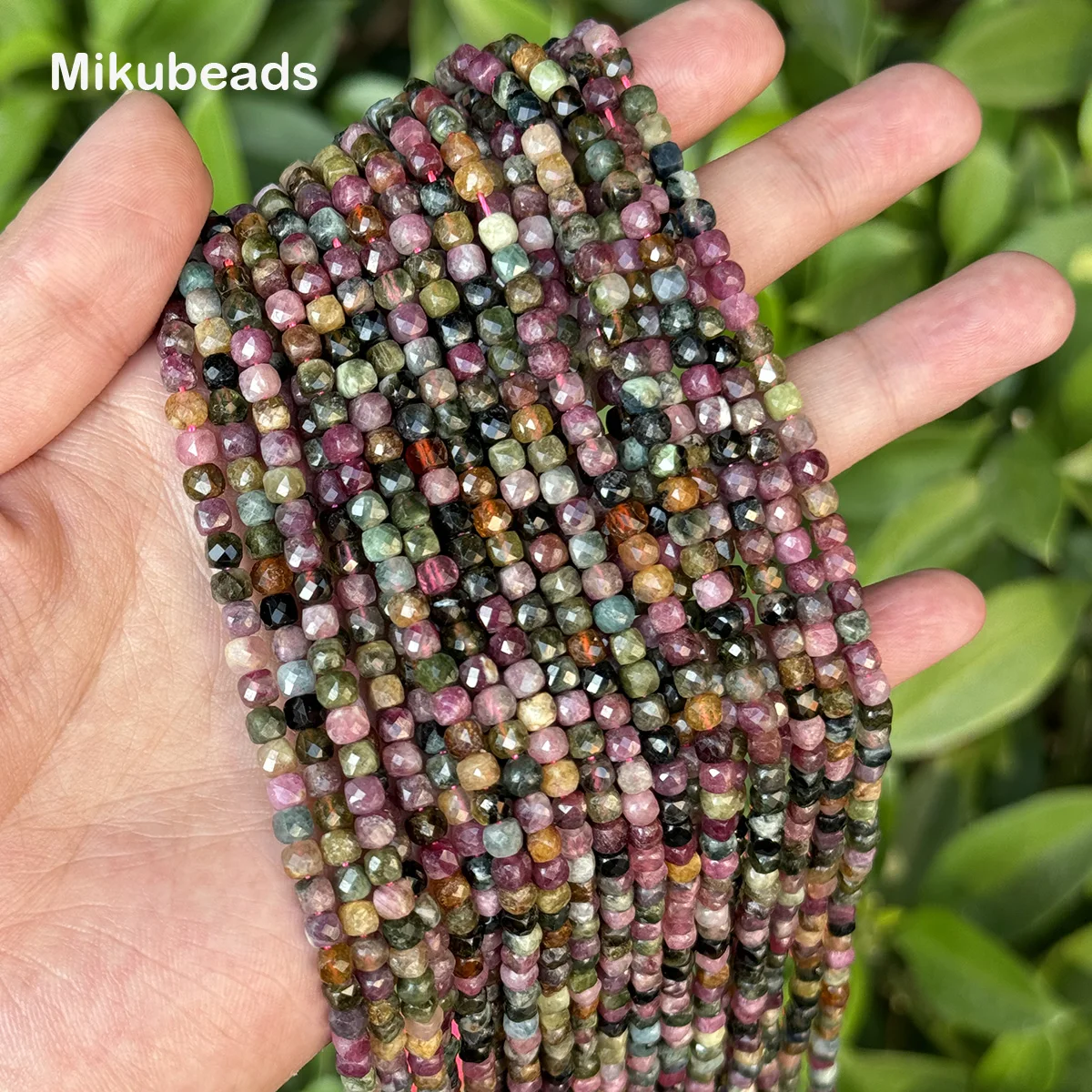 Wholesale Natural 4.1mm A+ Tourmaline Faceted Square Loose Beads For Jewelry Making DIY Bracelets Necklace Free Shipping