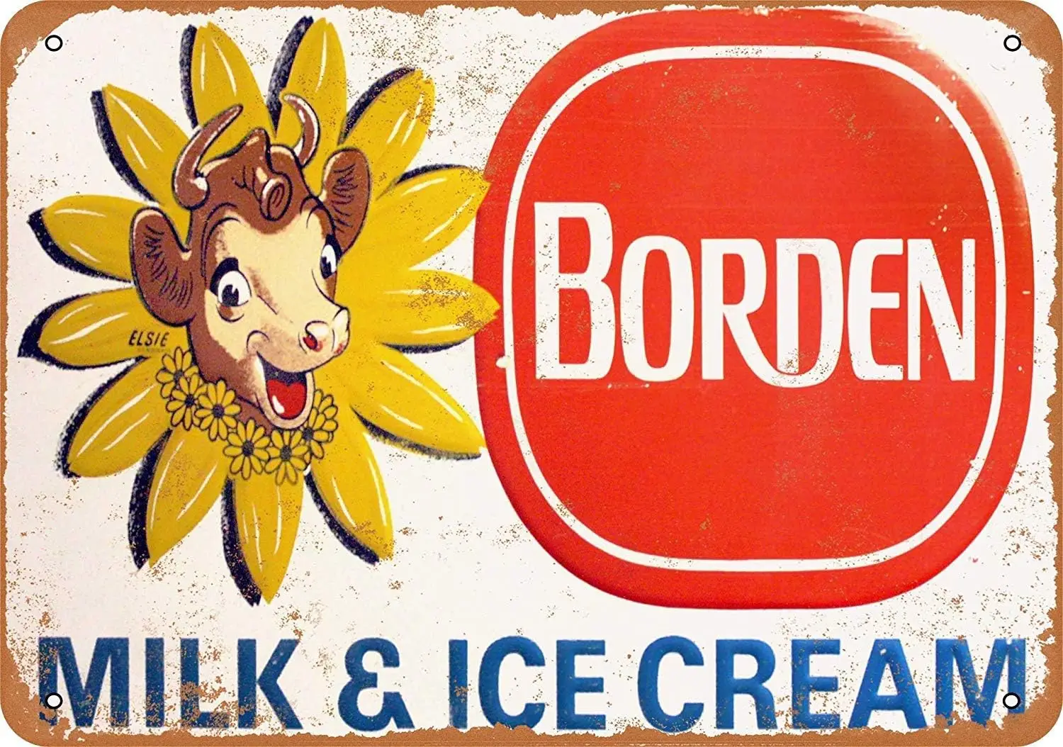 SRongmao 8 x 12 Tin Metal Sign - Vintage Look Borden Milk and Ice Cream Bar Cafe Home Wall Art Deco