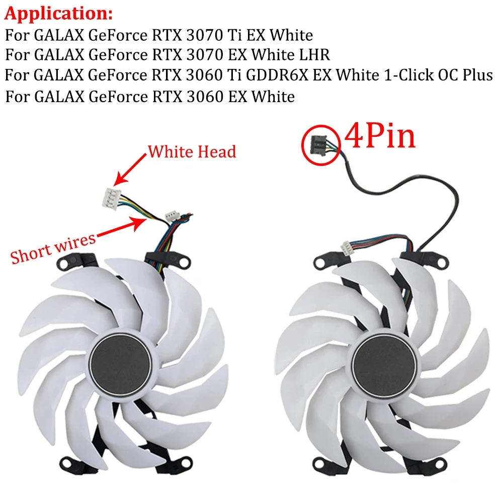 102MM GFY10015H12SPA 4Pin/6Pin Video Card Fan For Galax GeForce RTX 3060 3060Ti 3070 3070Ti EX White Graphics Card Cooling Fan