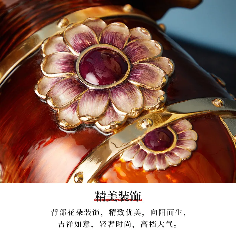 A pair of light luxury high-end enamel color lucky elephant ornaments, entrance entrance living room villa model house