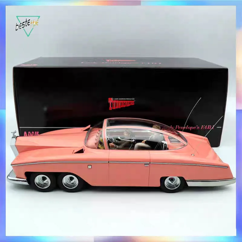 1:18 modelo de carro raro AMIE Rolls Royce Lady Penelope's FAB1 modelo de resina de simulação ornamento de quarto de carro presente de aniversário colecionável