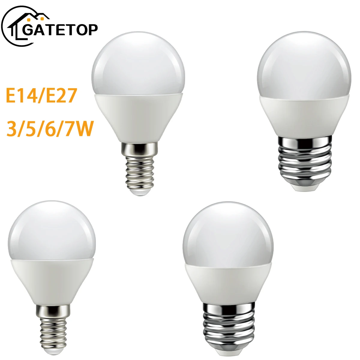 Lâmpada de golfe LED para decoração de quarto e cozinha, lâmpada, G45, 3W, 5W, 6W, 7W, E14, E27, 220V, 3000K, 4000K, 6000K, 1-10 PCes