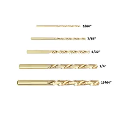 5pc HSS Left Hand Drill Bit Straight Shank Broken Bolt Damaged Screw Extractor Set 3.2/4.8/6.4/8/8.7mm Drilling Woodworking Tool