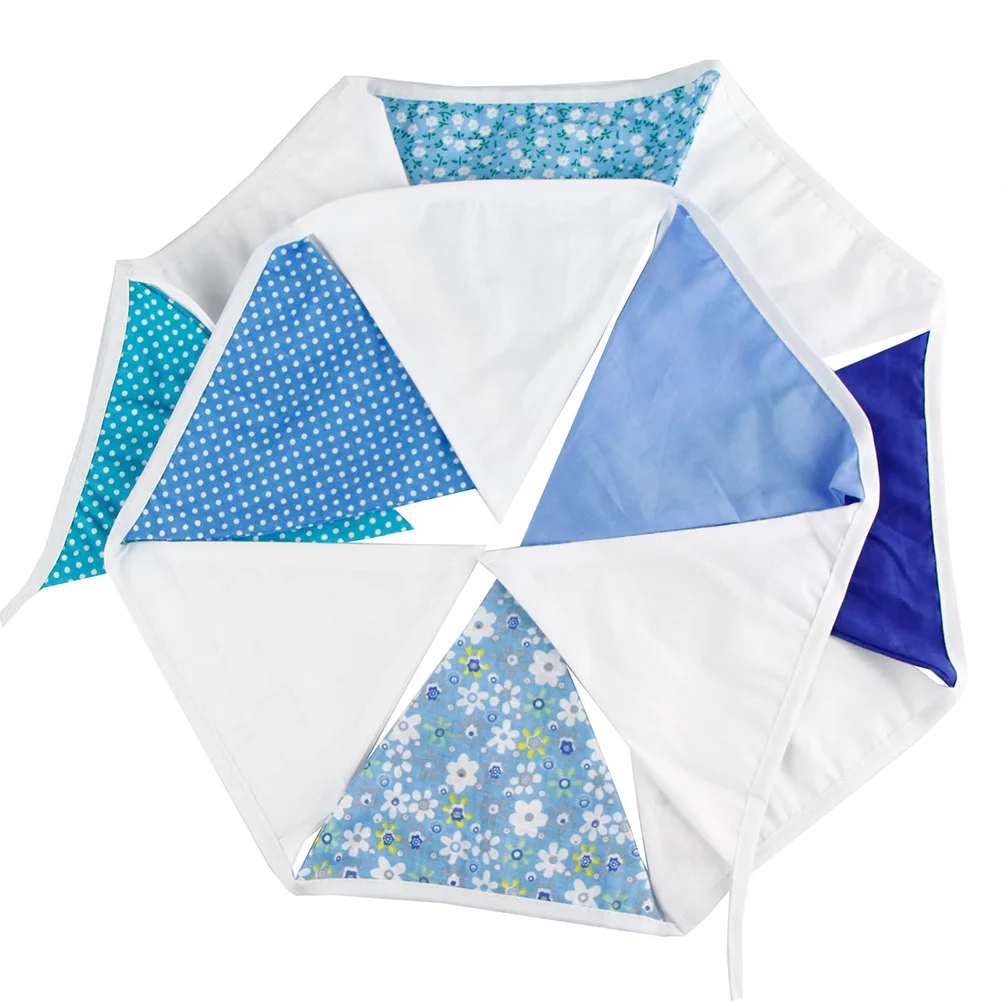 

Wedding Decorative Flag Blue White Banner Birthday Party Bunting Western Triangle