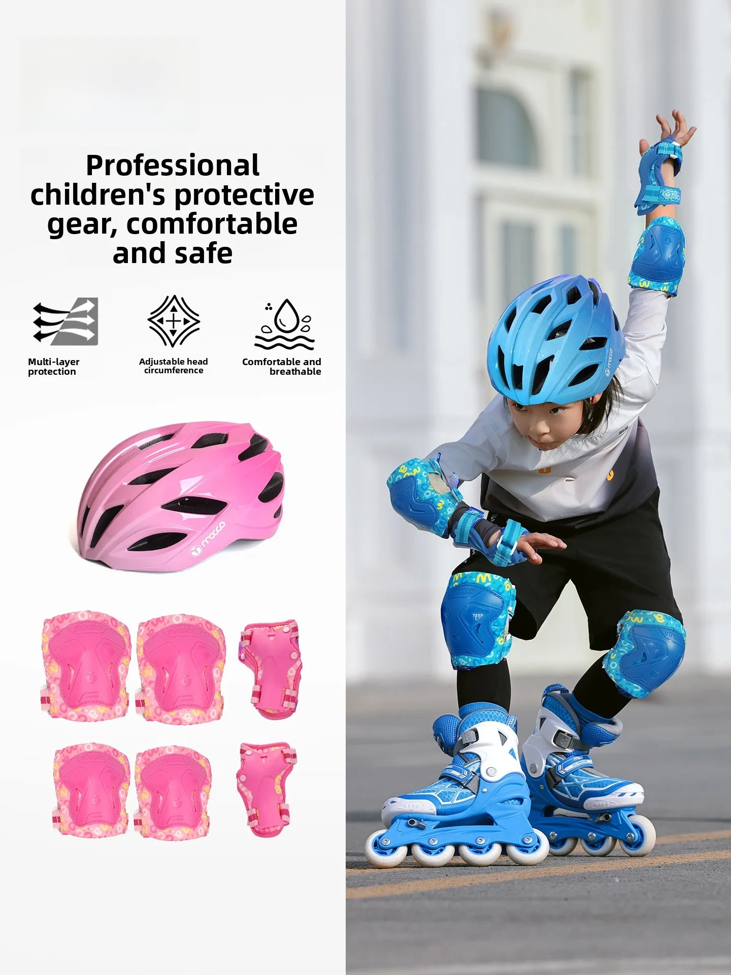 michael-children's-roller-skate-helmet-protective-gear-profional-set-skateboard-riding-balance-car-boys-girls-knee-pads