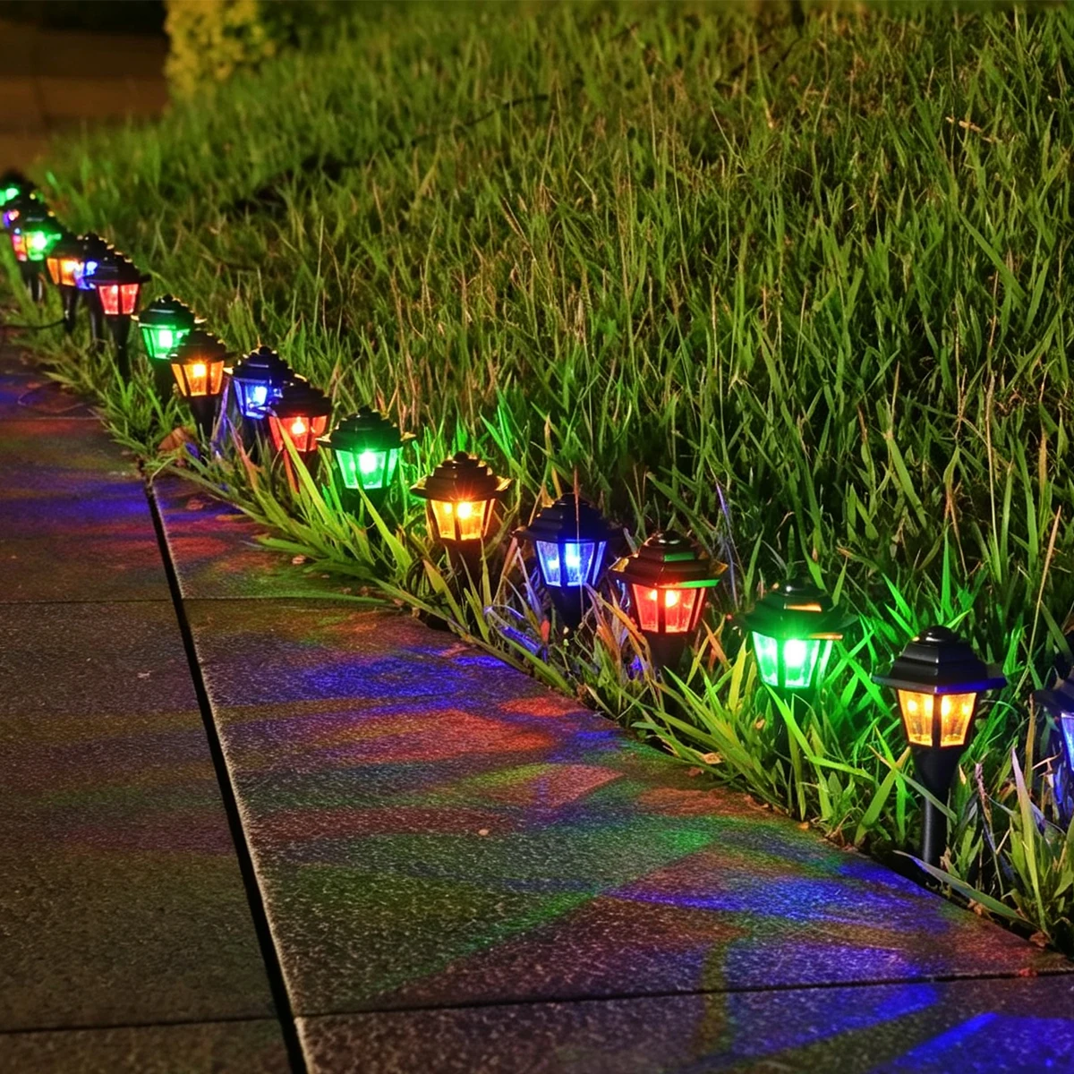 Solar LED Garden Stake Lamps, Retro Lantern Styling, Easy Install,  Perfect for Yard Edging, Walkway and Plant Bed Ornaments