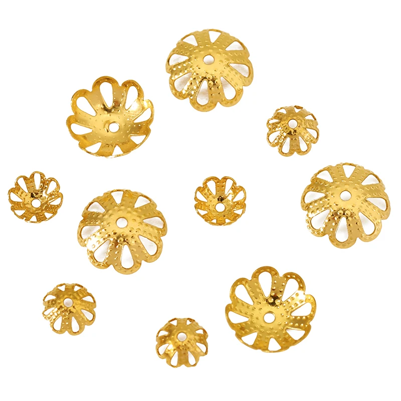 30pcs Never Fade PVD Stainless Steel End Beads Caps 6 10 mm Flower Spacer Beads for Earring Making Necklace Jewelry Findings