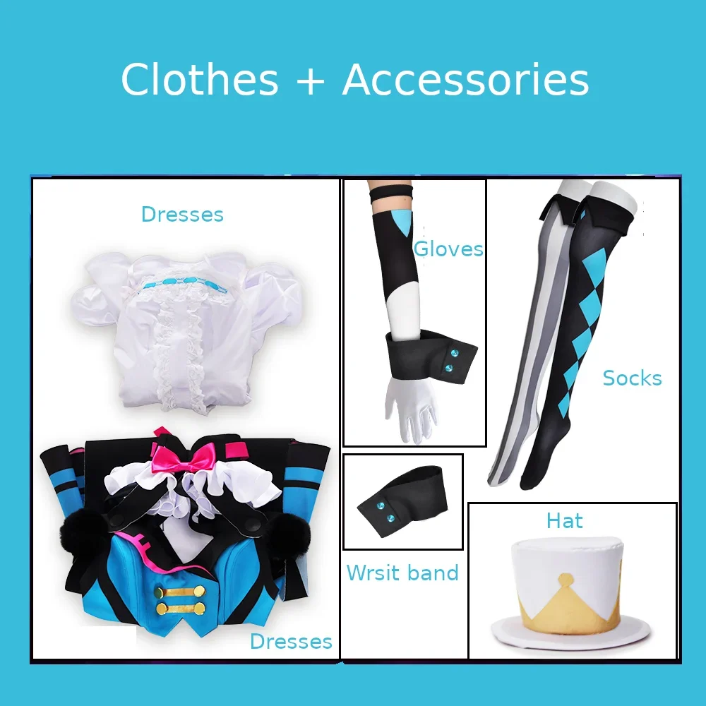 Miku السحرية ميراي 2019 تأثيري حلي 2025 رائجة البيع Miku الأزرق المرحلة فستان أنثى زي لعبة أنيمي