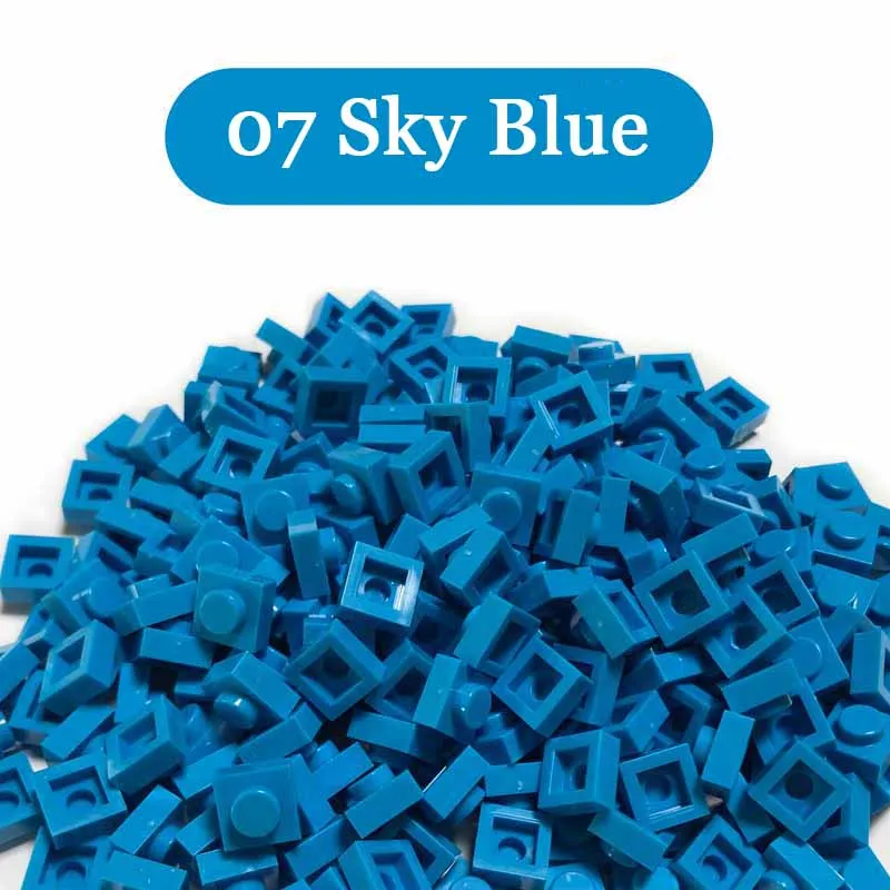 300PCS Blue Color Plate 1x1 3024 Building Block Part Brick for Kids Pixel Art Remix Painting QR Code Gift Children DIY Toys