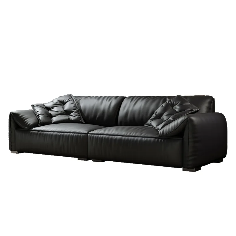

Elephant ear sofa, Italian minimalism, first layer cowhide straight row, living room, villa, leather sofa