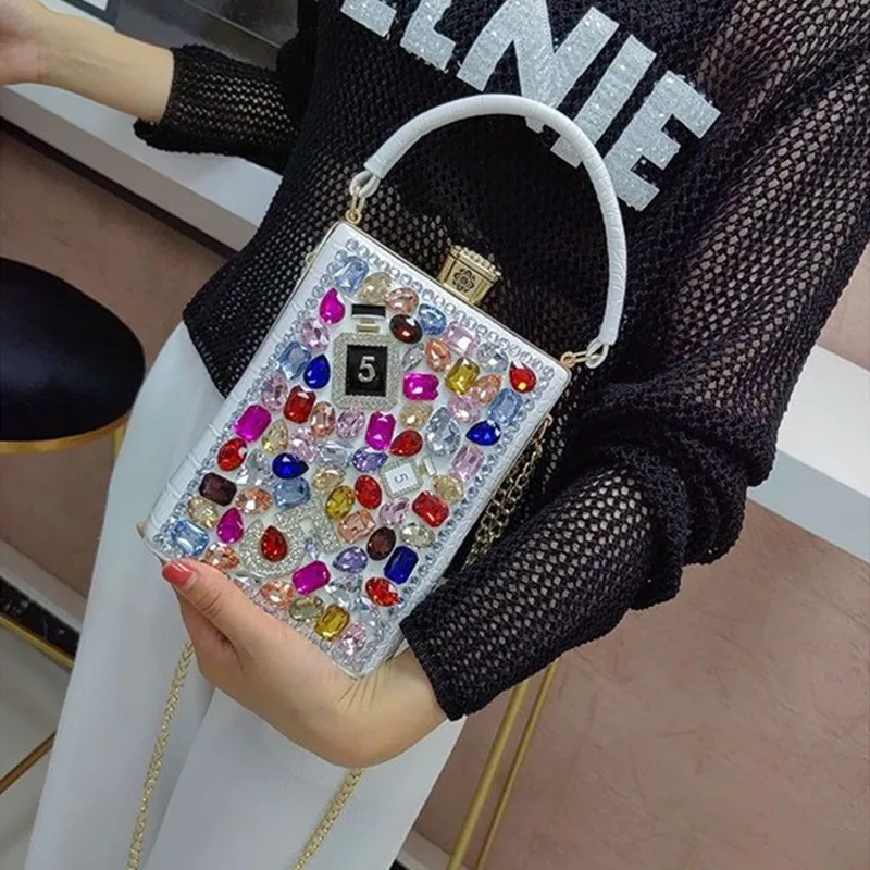 Luxury clip bag new diamond-encrusted women's bag one shoulder cute color diamond delicate lady small bag