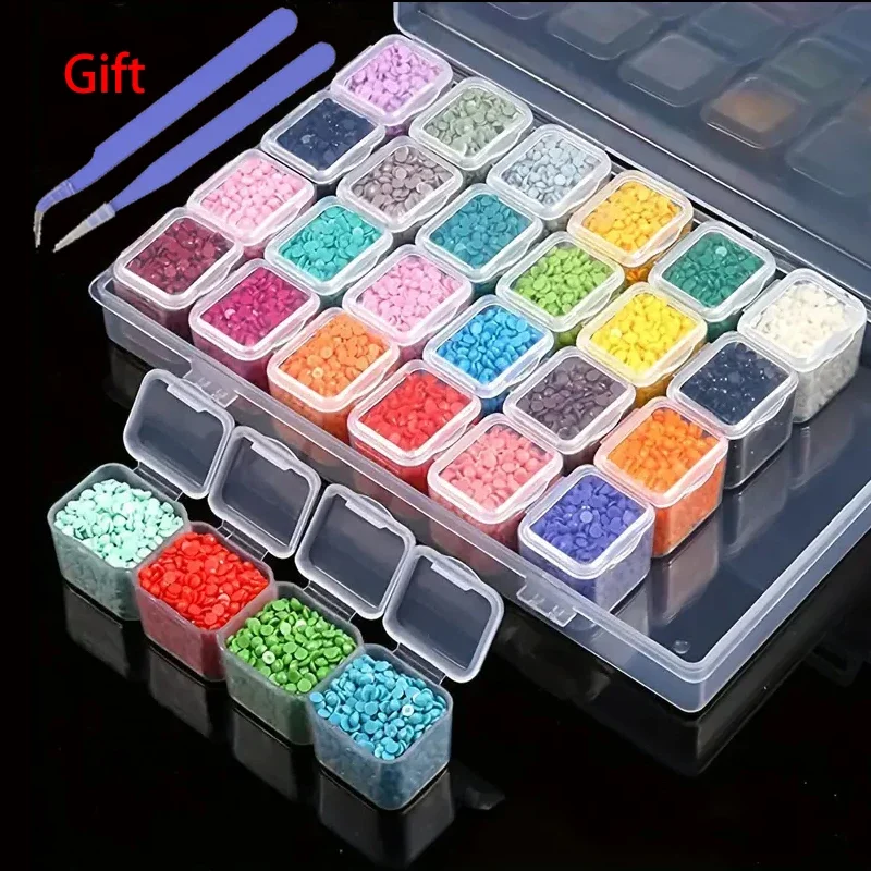 28 slot nail diamond storage box,nail decoration plastic box,seed and jewelry display storage device,ice mold,tweezers,Dispenser