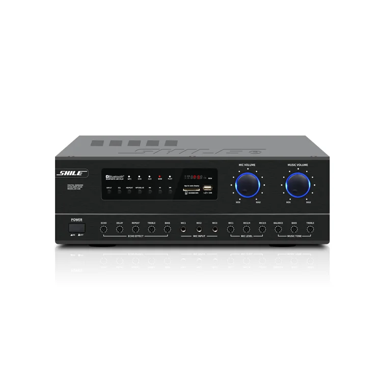 Amplificateur de puissance domestique karaoké, USB SD HiFi sans fil, Bluetooth, Microphone multifonction évité, amplificateur mélangeur professionnel 100W