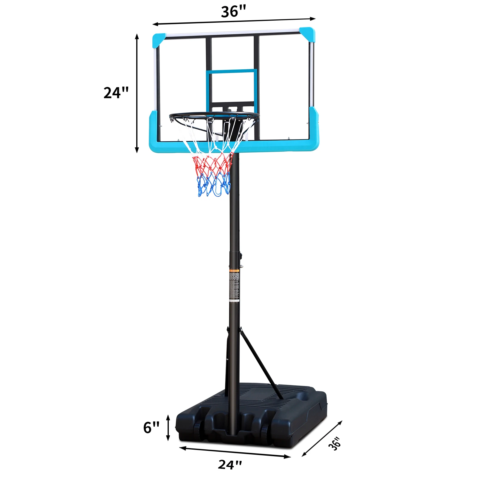 Portable Basketball Hoop 4ft to 6.5ft Height-Adjustable Impact-Resistant Shatterproof Swimming Pool Basketball Goal System