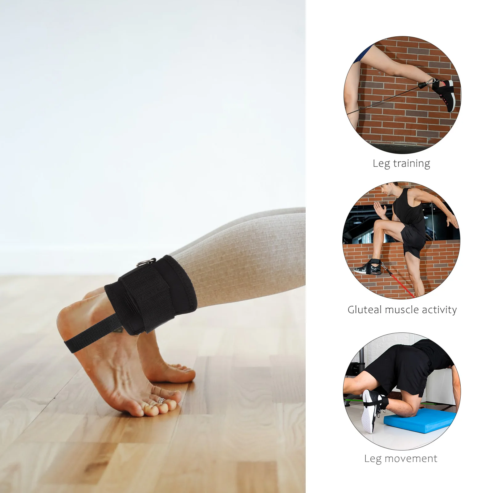 

Ankle Buckle Sports Band Workout Strap Fitness Cuffs Exercise Accessories Protector Black