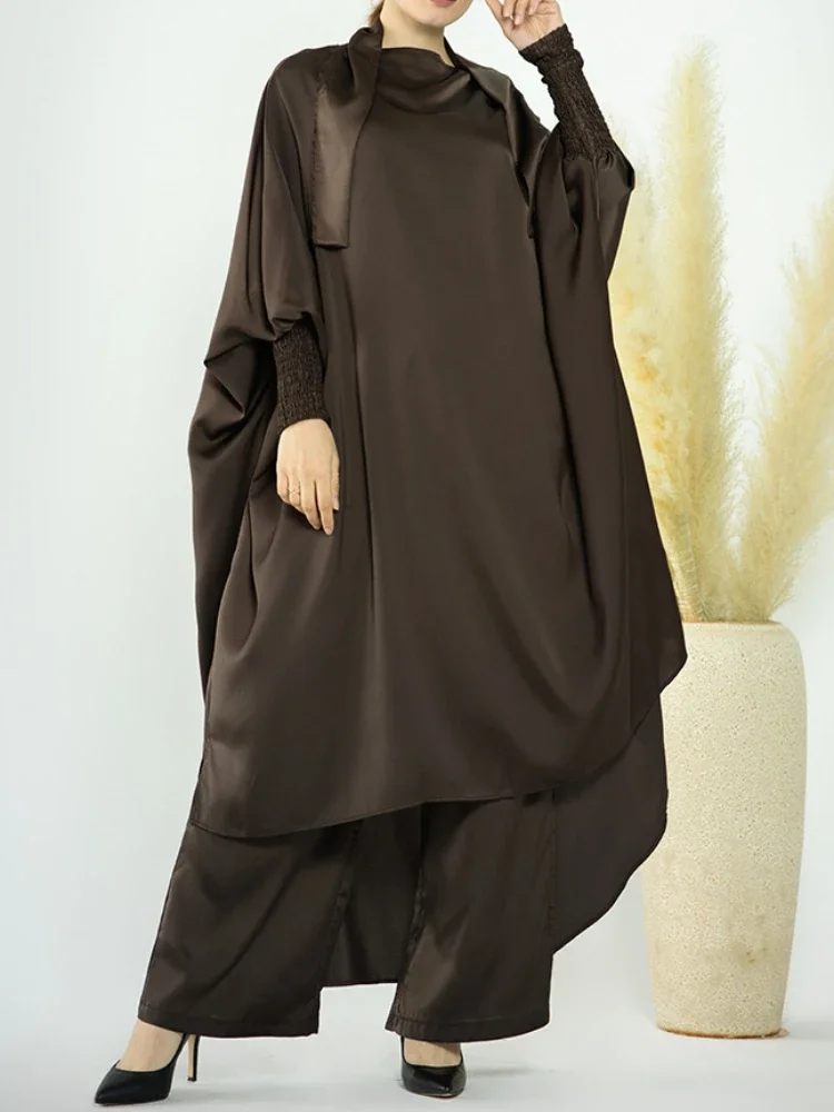 

Ramadan Eid Jilbabs for Women Muslim Prayer Clothes Jilbab 2 Piece Set Hooded Abaya+Pants Dubai Khimar Hijab Dress Islam Modest