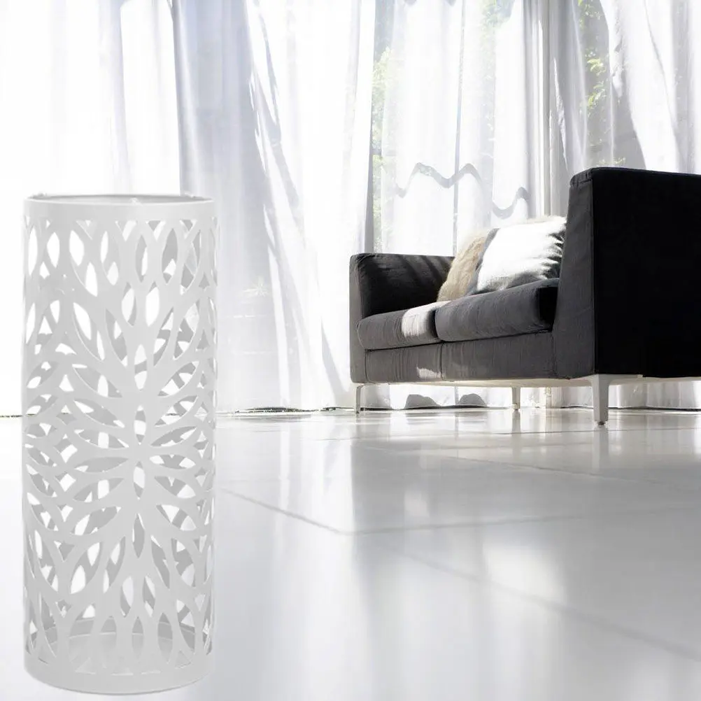 

8 Capacity Rain Umbrella Bucket Modern Iron Stand with Drain Slot for Home Office Restaurant Use Hollow Design Anti-Rust Metal