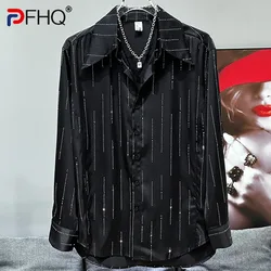 PFHQ Men's Shirts Light Luxury Cool Heavy Industry Hot Rolled Diamond Turn-down Collar Popular Delicacy Summer Tops New 21Z4618