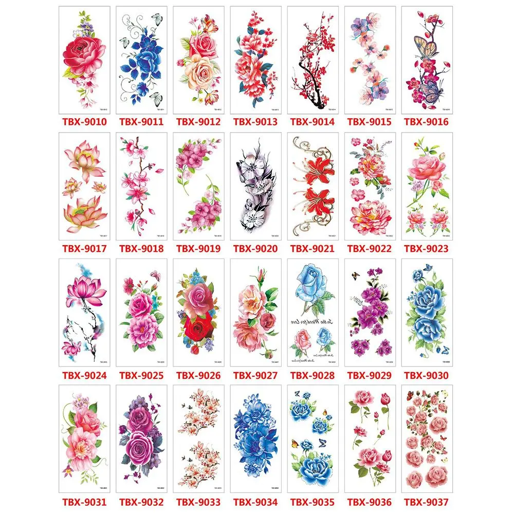 Fácil limpo moda maquiagem sexy flores transferência de água beleza 3d arte corporal braço perna arte tatuagens falsas tatuagem temporária adesivos