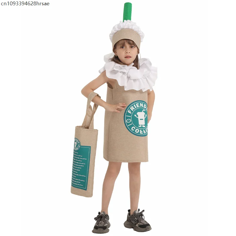 

Girl Drink Star Coffee Cup Halloween Fancy Dress Up Kids Coffee Costume For Kids