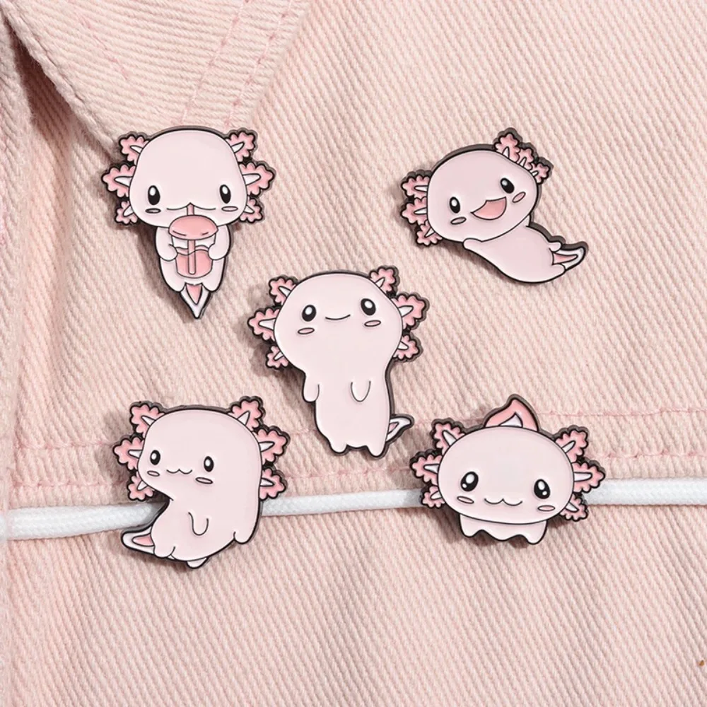 Shirt Badges Hexagonal Dragon Salamander Pins Brooch Pink Cute Axolotl Brooch Cartoon Cute Cartoon Salamander Pins Kids Gift