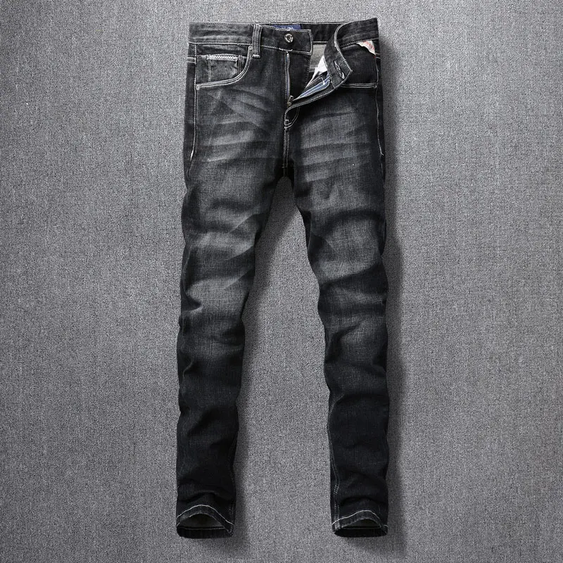 

Fashion Designer Men Jeans High Quality Black Stretch Slim Fit Vintage Jeans Men Classical Trousers Italian Style Denim Pants