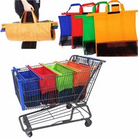 4pcs/Set Reusable Cart Trolley Supermarket Shopping Storage Bags Foldable Reusable Eco-Friendly Shop Handbag Totes Bags