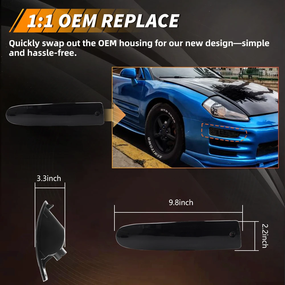 2Pcs Front Bumper Parking Light DRL Light Daytime Running Light Turn Signal Light W/LED For 2000 2001 2002 Mitsubishi Eclipse