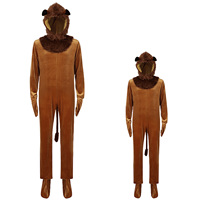 Lion Cosplay Costume Animal King Jumpsuit Role Play Kids Adlut Unisex Halloween Performance Fancy Dress Long Haired Lions Suit